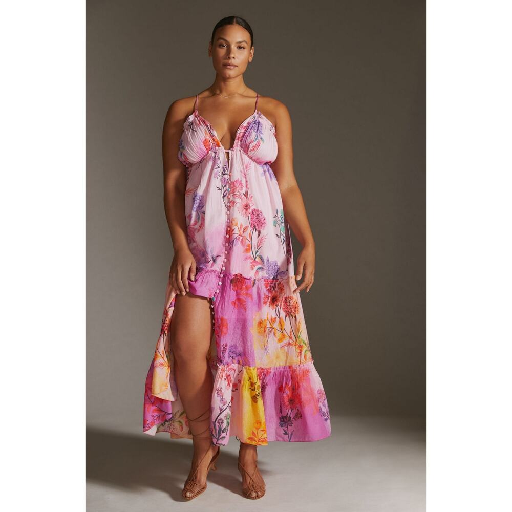 Anthropologie Alissa Pink Tiered Maxi Dress NWT - Picture 3 of 7